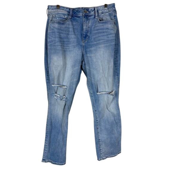 Arizona Jeans Womens 15 Medium Wash Distressed High Rise Straight Leg Streetwear - Picture 1 of 5